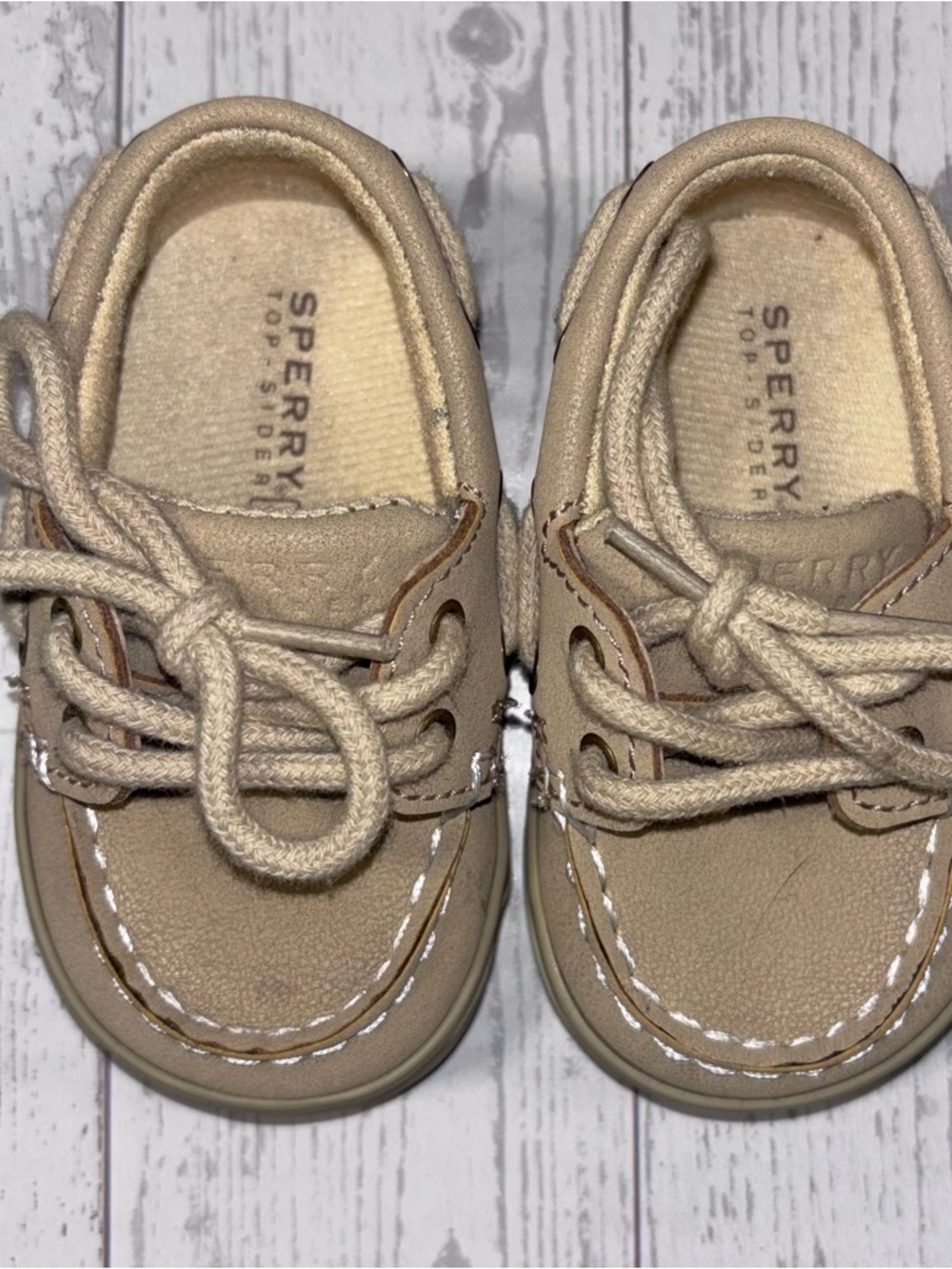 Sperry Top‑Sider Toddler Boat Shoes Tan Leather Size 1M